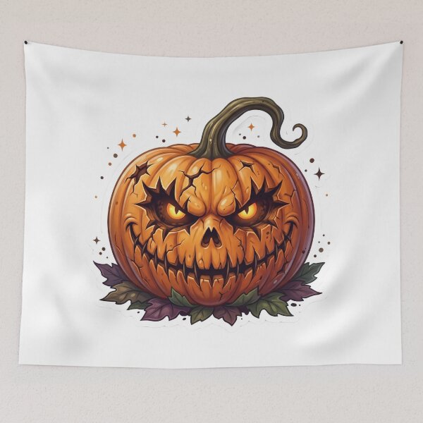 Item preview, Creepy Cracked Pumpkin Monster Sticker | 3D Halloween Vinyl Decal designed and sold by Gurjeetpixelart.