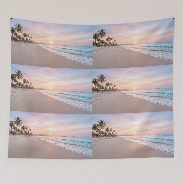 Item preview, Tropical Beach at Pastel Sunrise designed and sold by amusefullife.