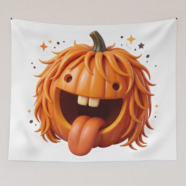 Item preview, Funny Hairy Pumpkin Monster Sticker | 3D Halloween Vinyl Decal designed and sold by Gurjeetpixelart.