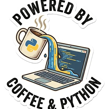 Artwork thumbnail, Powered by Coffee and Python Programmer Design by Purplippie