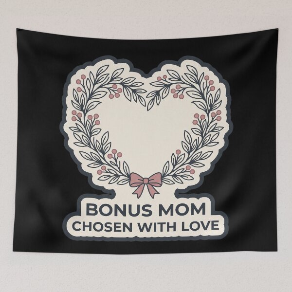Item preview, Bonus Mom Chosen With Love Floral Heart Sticker designed and sold by TheCalmEdit.