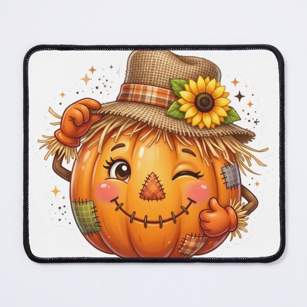 Item preview, Cute Scarecrow Pumpkin Winking Sticker | 3D Fall Vinyl Decal designed and sold by Gurjeetpixelart.