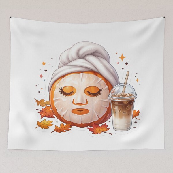 Item preview, Relaxing Spa Pumpkin with Iced Latte Sticker | 3D Fall Vinyl Decal designed and sold by Gurjeetpixelart.