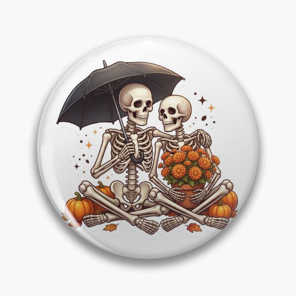 Item preview, Romantic Skeleton Couple Under Umbrella Sticker | 3D Halloween Vinyl Decal designed and sold by Gurjeetpixelart.