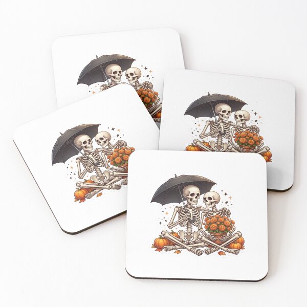 Item preview, Romantic Skeleton Couple Under Umbrella Sticker | 3D Halloween Vinyl Decal designed and sold by Gurjeetpixelart.