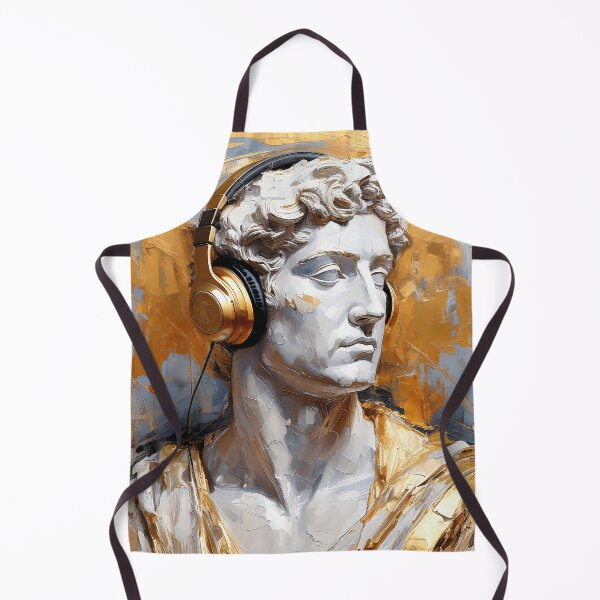 Item preview, Portrait painting man sculptures grey and gold with headphones designed and sold by TYA - Take Your Art.