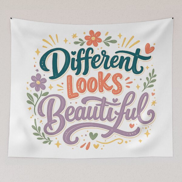 Item preview, Different Looks Beautiful Inspirational Quote Colorful Floral Typography Art designed and sold by inkoutninja.