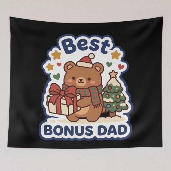 Item preview, Cute Kawaii Christmas Bear Best Bonus Dad Sticker designed and sold by TheCalmEdit.