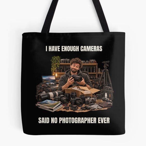 Item preview, I Have Enough Cameras – Funny Photography Humor designed and sold by GeekAnglerStore.