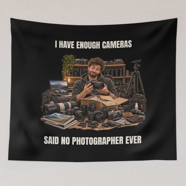 Item preview, I Have Enough Cameras – Funny Photography Humor designed and sold by GeekAnglerStore.