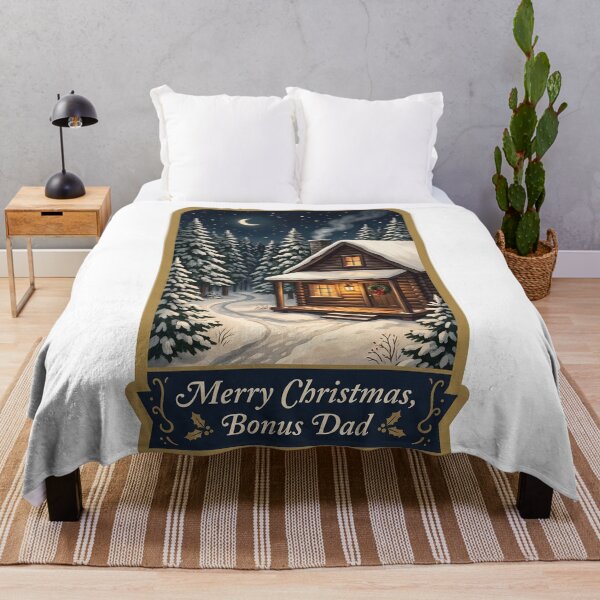 Item preview, Cozy Merry Christmas Bonus Dad Vintage Winter Cabin designed and sold by TheCalmEdit.