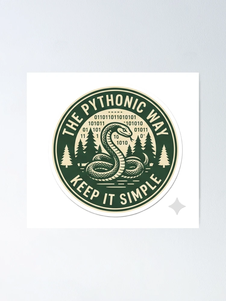 Thumbnail 1 of 3, Poster, The Pythonic Way Keep It Simple Design designed and sold by Purplippie.