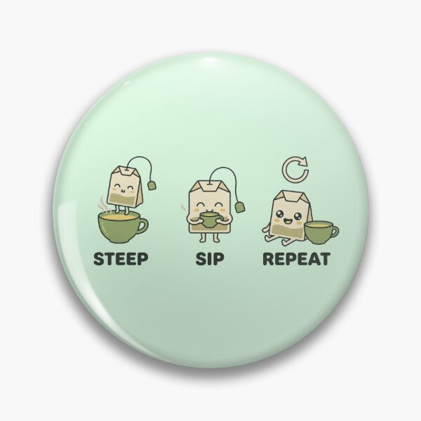 Item preview, Kawaii Tea Bag Trio – Steep Sip Repeat Humor for Tea Lovers’ Daily Rituals designed and sold by Im-Ara.