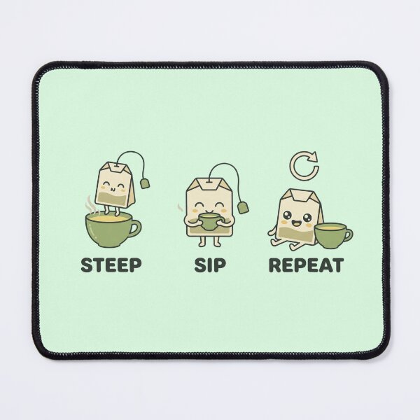 Item preview, Kawaii Tea Bag Trio – Steep Sip Repeat Humor for Tea Lovers’ Daily Rituals designed and sold by Im-Ara.