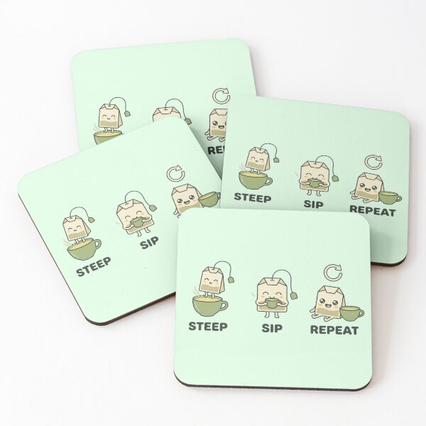 Item preview, Kawaii Tea Bag Trio – Steep Sip Repeat Humor for Tea Lovers’ Daily Rituals designed and sold by Im-Ara.