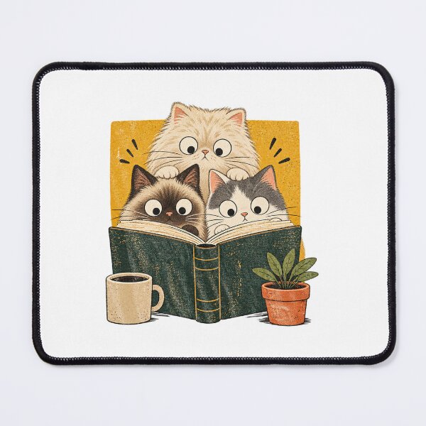 Item preview, Three Curious Cats Reading Book Together Cozy Vintage Style designed and sold by dartoffofo⭐⭐⭐⭐⭐.