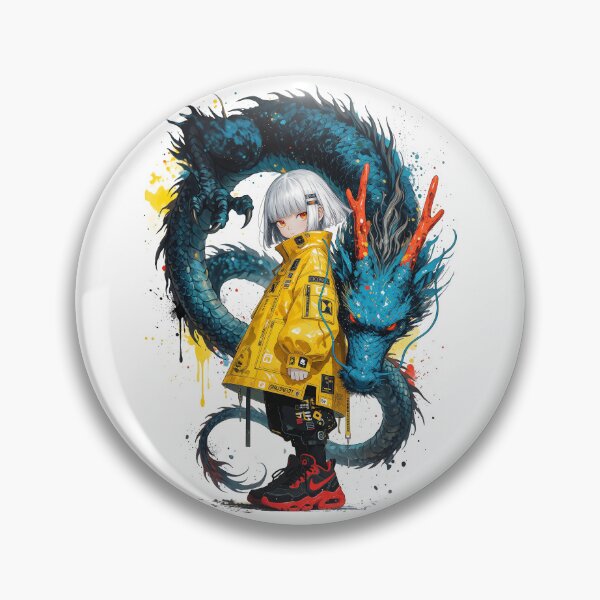 Item preview, Dragon Techwear: Anime White-Haired Girl & Coiled Eastern Dragon Artwork designed and sold by HexOne.