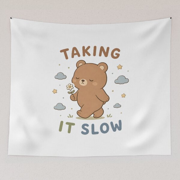 Item preview, Cute Slow Living Bear with Flower – Cozy Cottagecore Animal Art designed and sold by dreamz-world.
