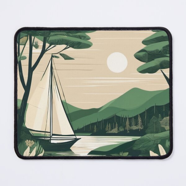 Item preview, Ocean with a Sailboat - Boho Landscape Illustration designed and sold by Hidamari's SHOP.