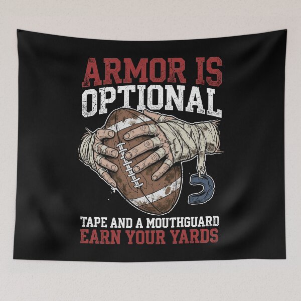 Item preview, Armor Is Optional – Tape and a Mouthguard Earn Your Yards Funny Rugby Player Warrior Humor Art designed and sold by Luminari Creations.