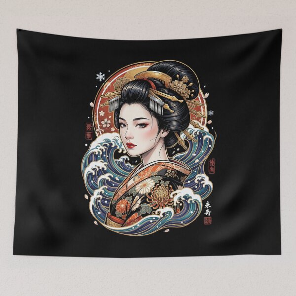Item preview, mpress of the Sea: Japanese Geisha & Great Wave Ukiyo-e Graphic Artwork designed and sold by HexOne.