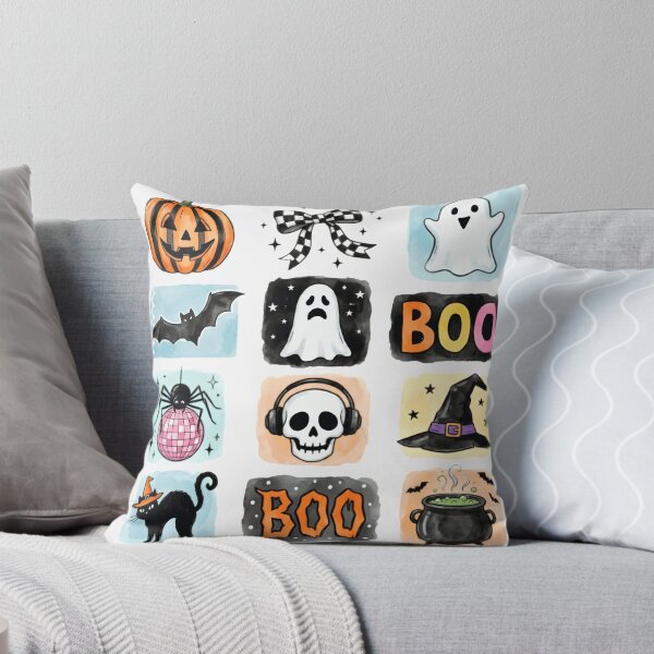 Item preview, Pastel Halloween Icons Pink Skull Ghost Bat Spider Disco Ball Boo Checkered Bow designed and sold by Zizo-DR44.