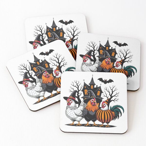 Item preview, Halloween Chickens Witch Hats Haunted House Funny Farm Chicken designed and sold by Zizo-DR44.