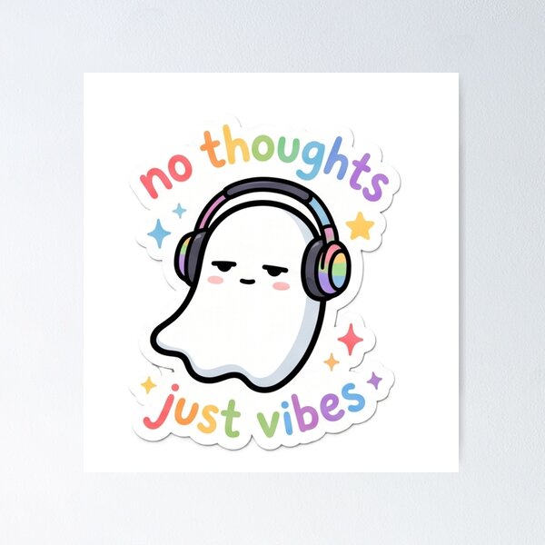 Item preview, No Thoughts Just Vibes Cute Ghost Design designed and sold by Purplippie.