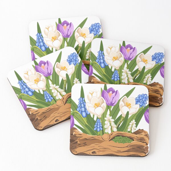 Item preview, Spring Woodland Flowers on a Rustic Log – Cute Floral Nature Design designed and sold by CheriTanya.