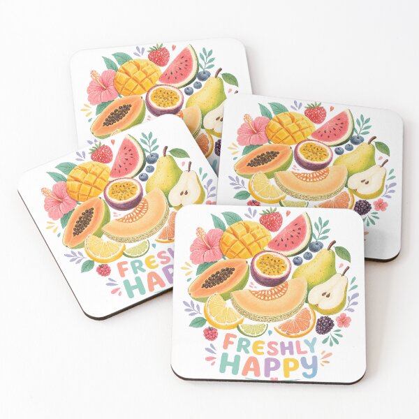 Item preview, Freshly Happy Cute Tropical Fruits Colorful Summer Food Art Design designed and sold by inkoutninja.