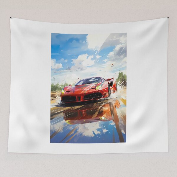 Item preview, Red Exotic Supercar Racing on Wet Open Road designed and sold by RevUpDesign.