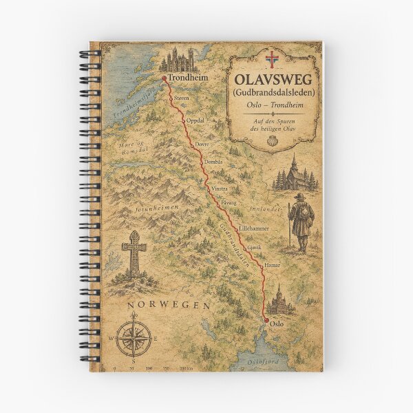 Item preview, Olavesweg Gudbrandsdalsleden Map Norway Pilgrimage Route Oslo Trondheim designed and sold by Mauswohn.