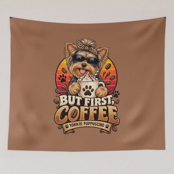 Item preview, Funny Yorkie Coffee Lover Gift | But First Coffee Yorkshire Terrier Puppuccino designed and sold by Yorkie Magic Studio .