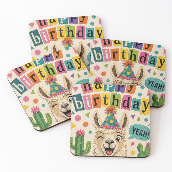 Item preview, Happy Birthday Lama Party Cactus Confetti Birthday Saying designed and sold by Mauswohn.