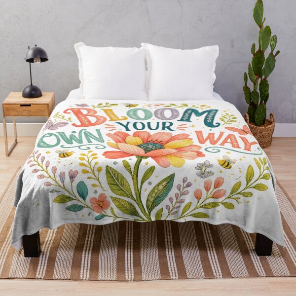 Item preview, Bloom Your Own Way Inspirational Floral Quote Colorful Wildflower Art designed and sold by inkoutninja.