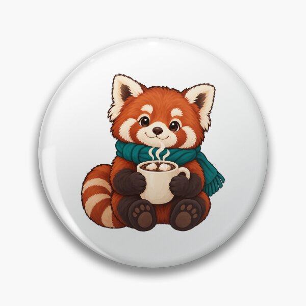 Item preview, Red Panda Sipping Cocoa in a Scarf designed and sold by GEODES STUDIO.