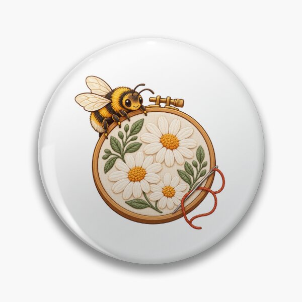 Item preview, Bumblebee with a Floral Embroidery Hoop designed and sold by GEODES STUDIO.