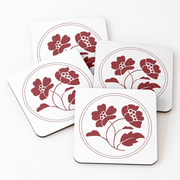 Item preview, Vintage Red Botanical Floral Motif in Round Frame - 10 designed and sold by ivyysophia.