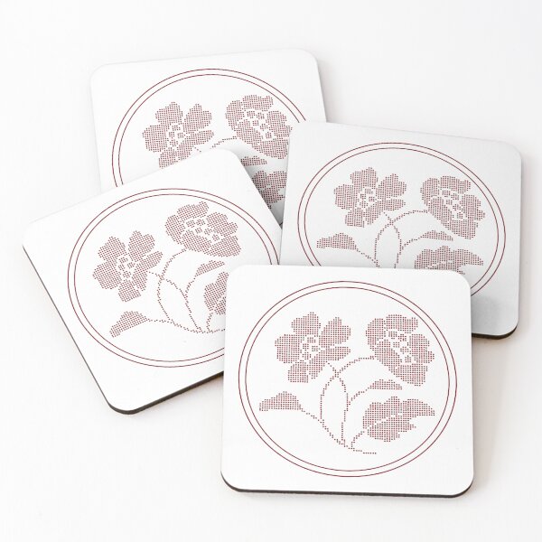 Item preview, Vintage Red Botanical Floral Motif in Round Frame - 12 designed and sold by ivyysophia.