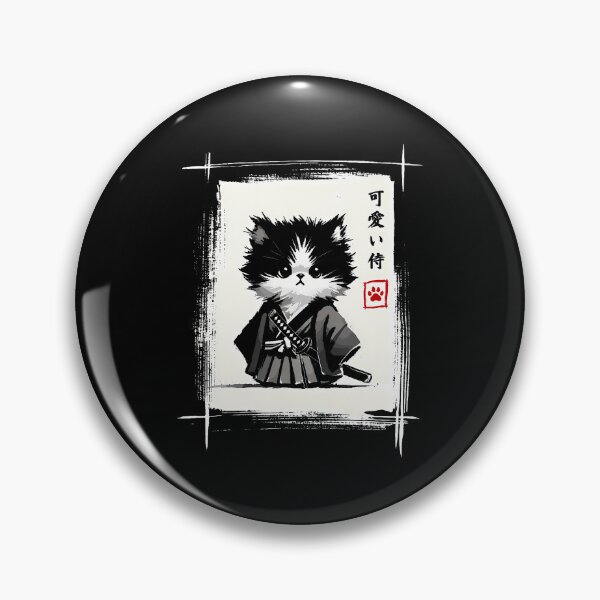 Item preview, Samurai Cat Japanese Art Sumi-E Novelty Kawaii Funny Cat designed and sold by PAROSSA.