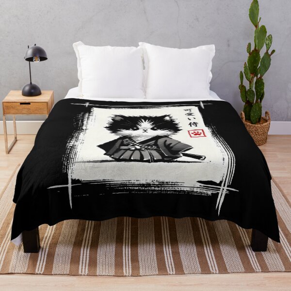 Item preview, Samurai Cat Japanese Art Sumi-E Novelty Kawaii Funny Cat designed and sold by PAROSSA.