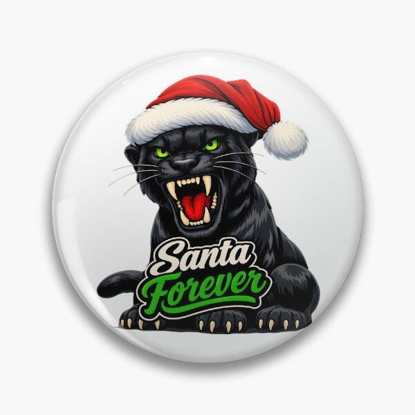 Item preview, Santa Forever Black Panther – Fierce Christmas Animal Art with Santa Hat designed and sold by ROARSOME DESiGNS.