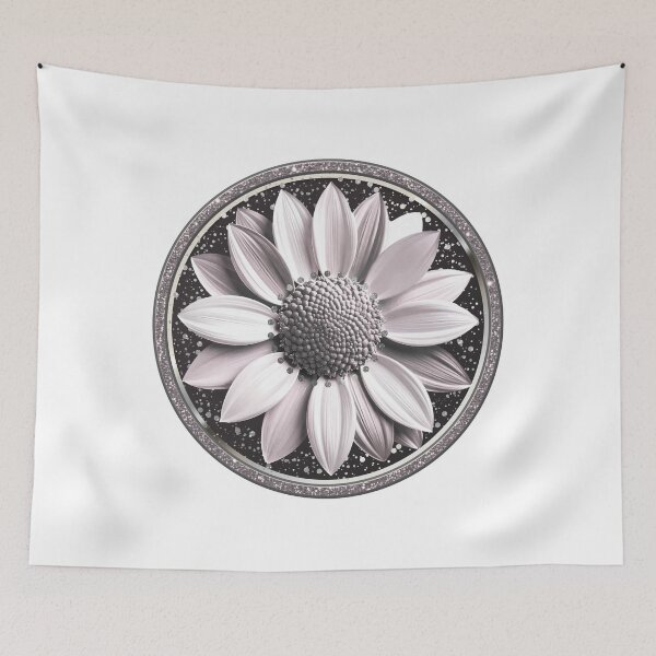 Item preview, Elegant Silver Dahlia Sparkle Floral Mandala designed and sold by MinimalAurashop.