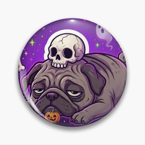 Item preview, Bone Tired Funny Pug Skull Halloween Sticker designed and sold by JunTheK.