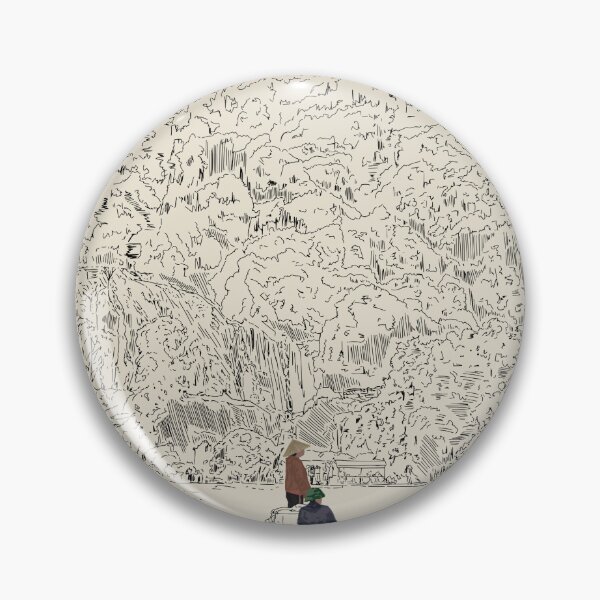 Item preview, Ban Gioc Waterfall Boatmen | Vietnam Line Art Landscape designed and sold by Francicci.