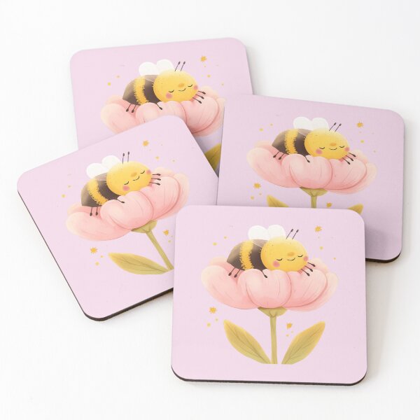 Item preview, Dream Big – Sleepy Kawaii Bumblebee on Flower designed and sold by MushArtist.