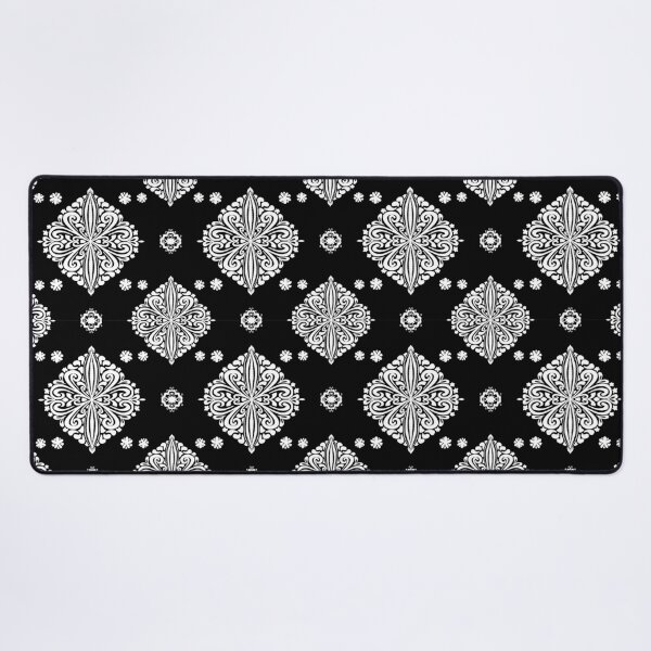 Item preview, Delicate floral pattern in white on black designed and sold by Quiet Waters Design.