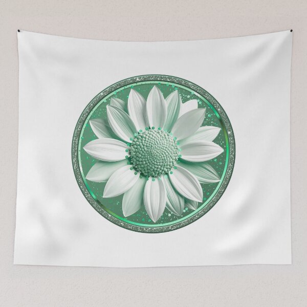 Item preview, Emerald Green Dahlia Sparkle Mint Floral Mandala designed and sold by MinimalAurashop.