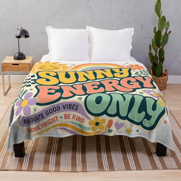 Item preview, Sunny Energy Only Retro Groovy Sunshine Rainbow Positive Vibes Art designed and sold by inkoutninja.