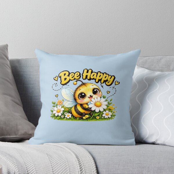 Item preview, Bee Happy – Cute Kawaii Bumblebee with Daisy designed and sold by MushArtist.